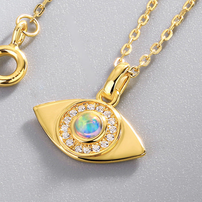 Opal Evil Eye Pendant Necklace