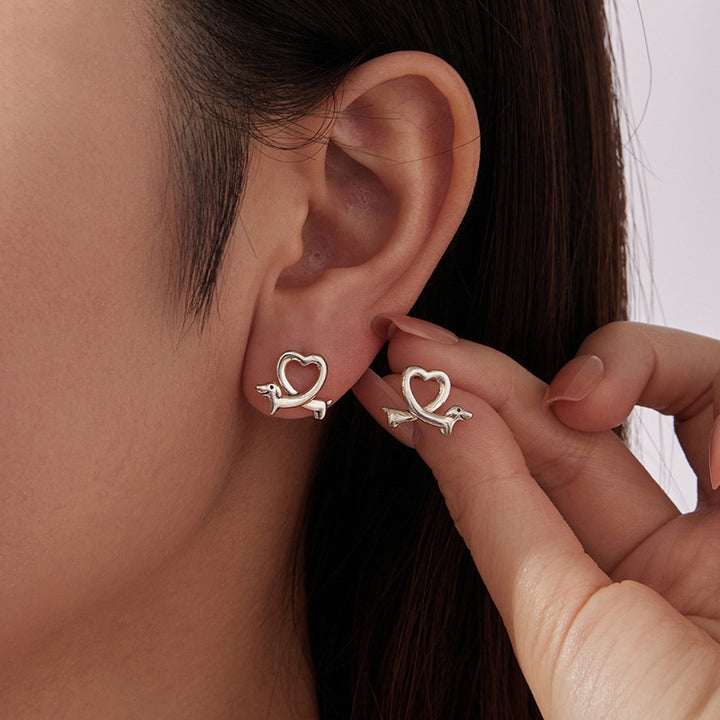 Heart Dachshund Stud Earrings