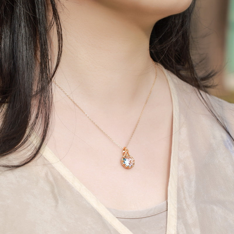 Round Topaz Pendant Necklace