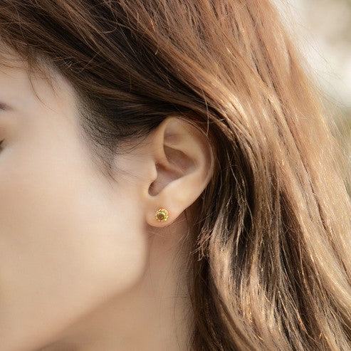 Round Peridot Stud Earrings