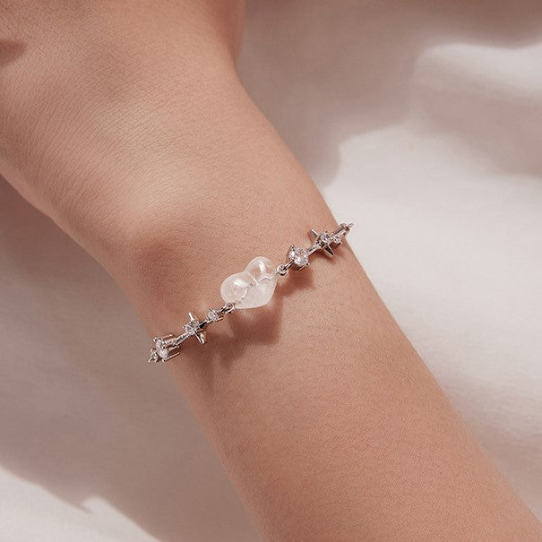 Selenichast Clear Quartz Heart Bracelet 