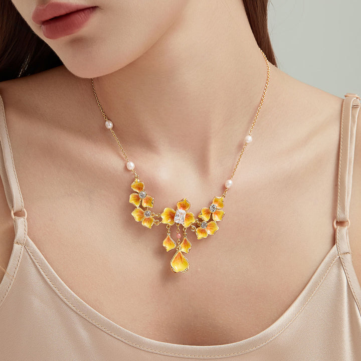 Selenichast Gold Flower Necklace Flower Jewelry
