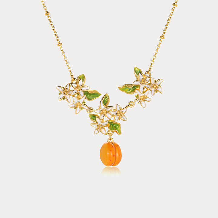 Golden Plum Blossom Pendant Necklace