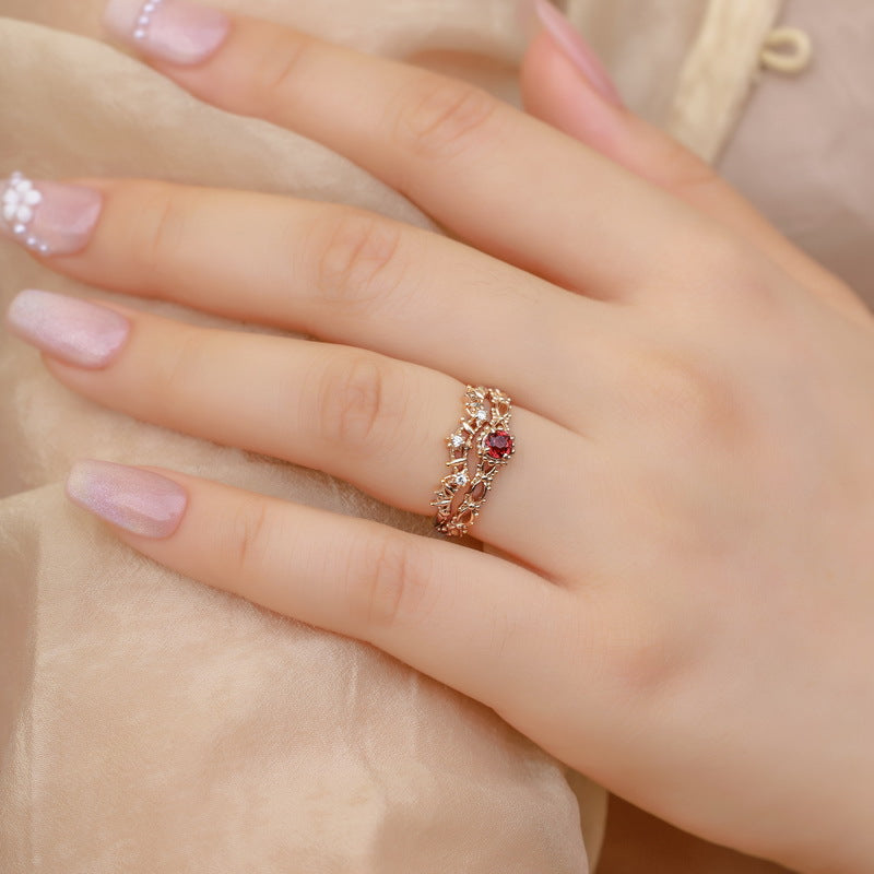 Vintage Garnet Stacking Ring Set