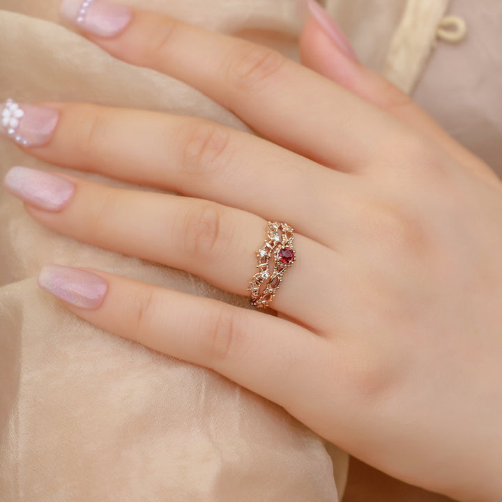 Vintage Garnet Stacking Ring Set