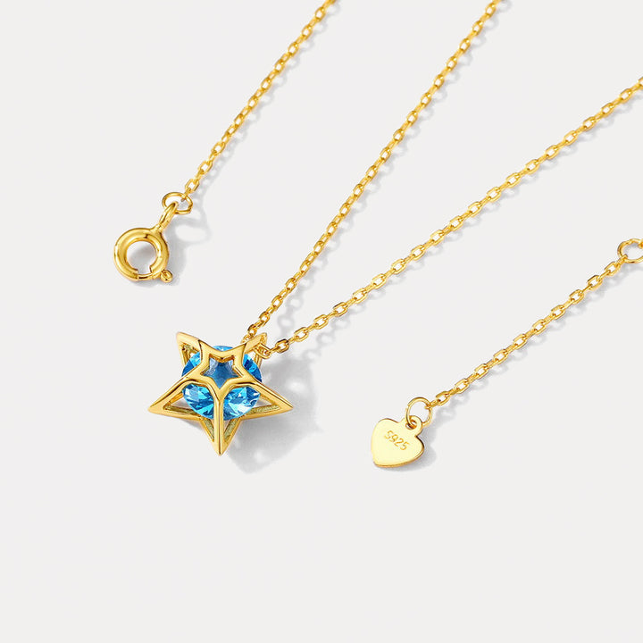 Blue Spinel Pentagram Necklace