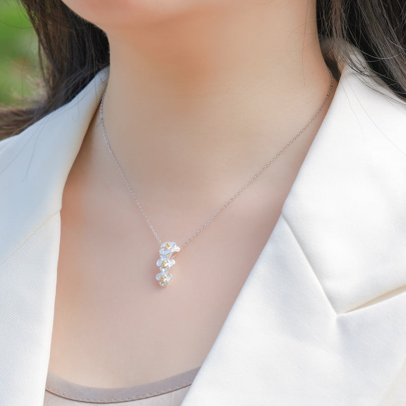 Silver Orchid Necklace Necklace