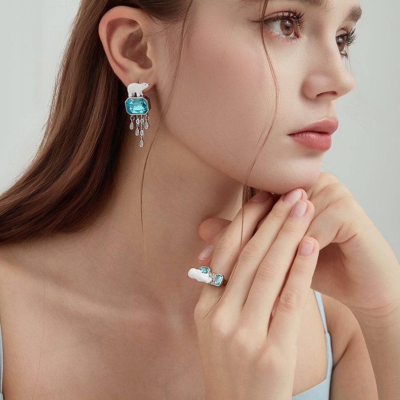 Polar Bear Zircon Earrings