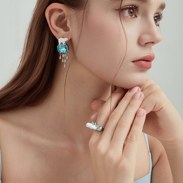 Polar Bear Zircon Earrings