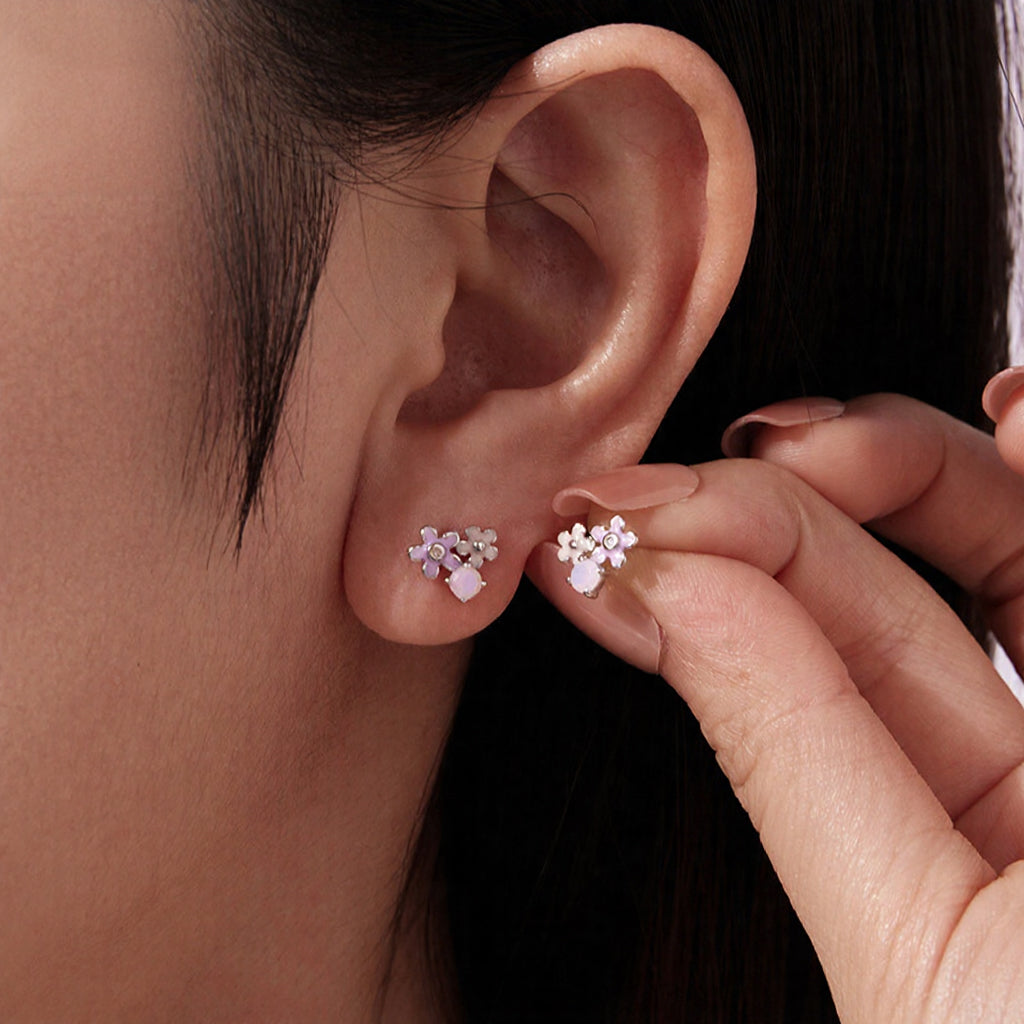 Purple Flower Stud Earrings 