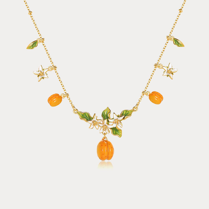 Selenichast Golden Plum Blossom Multi- Charm Necklace