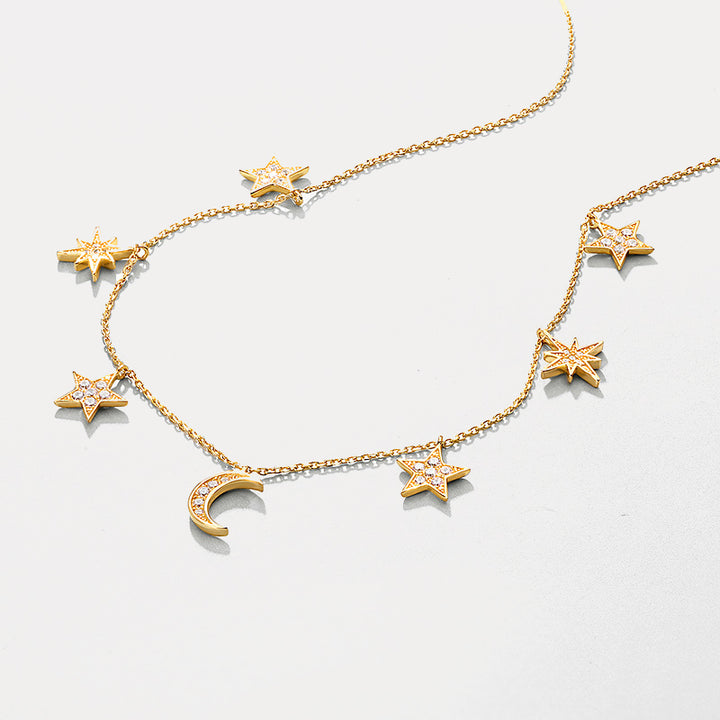 Moon and Star Charm Necklace