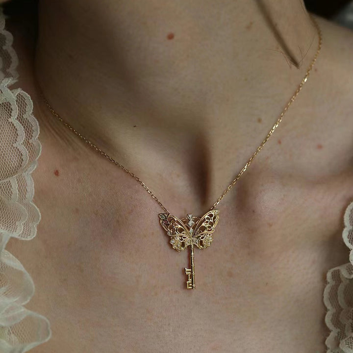 Golden Butterfly Key Necklace