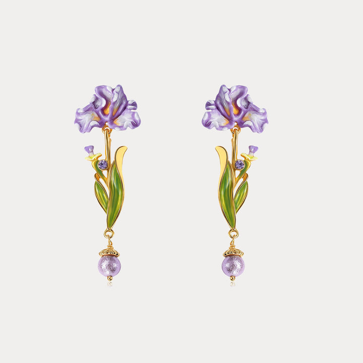 Iris Flower Drop Earrings