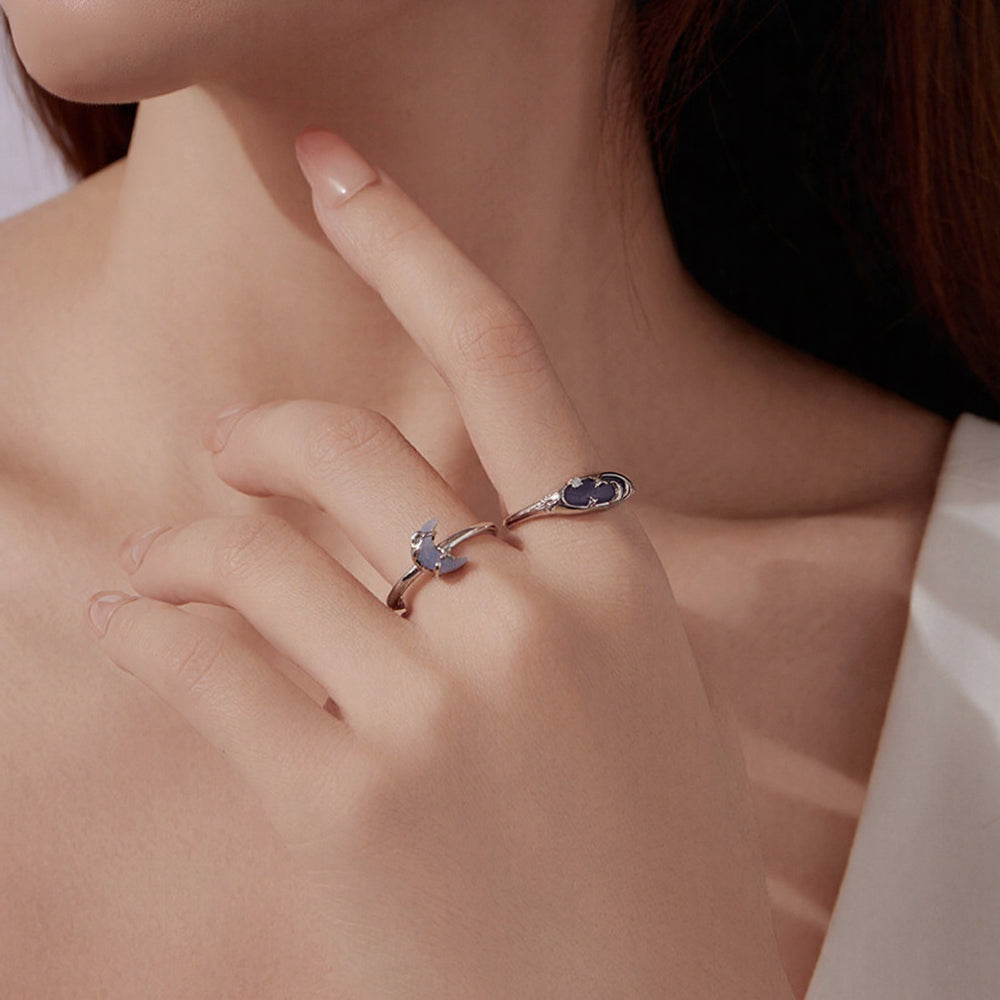 Moon and Star Nightstone Ring 