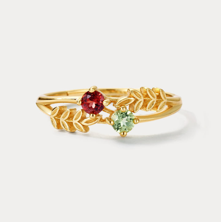 Selenichast Garnet and Peridot Branch Ring