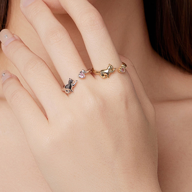 Cat Heart Ring