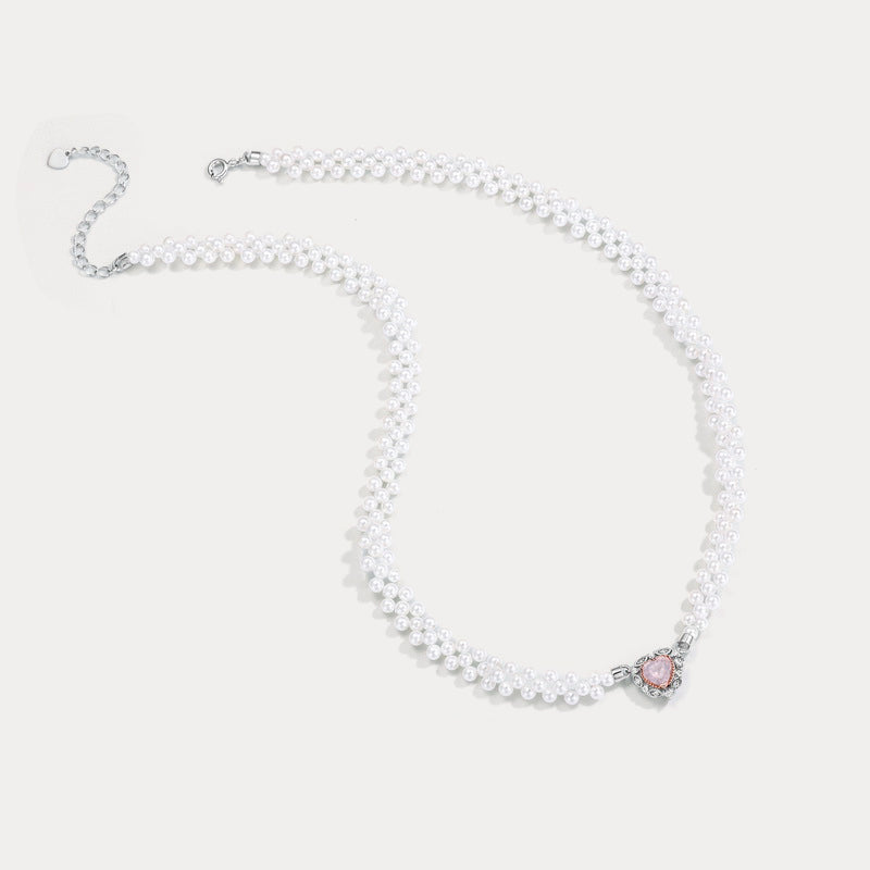 Pink Crystal and Pearl Necklace Gift