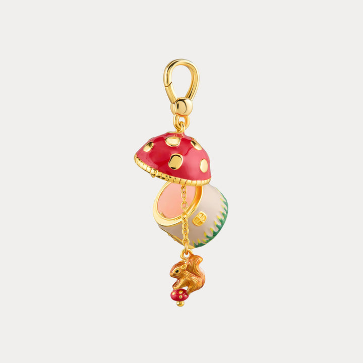 Cute Squirrel and Mushroom Locket Necklace