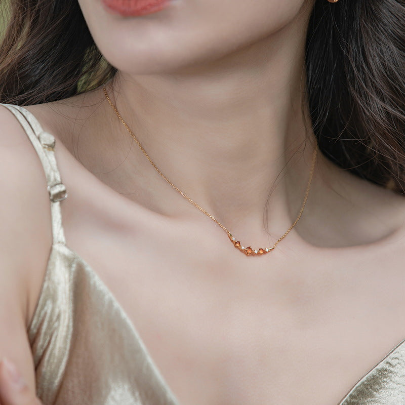 Garnet Smile Gold Necklace