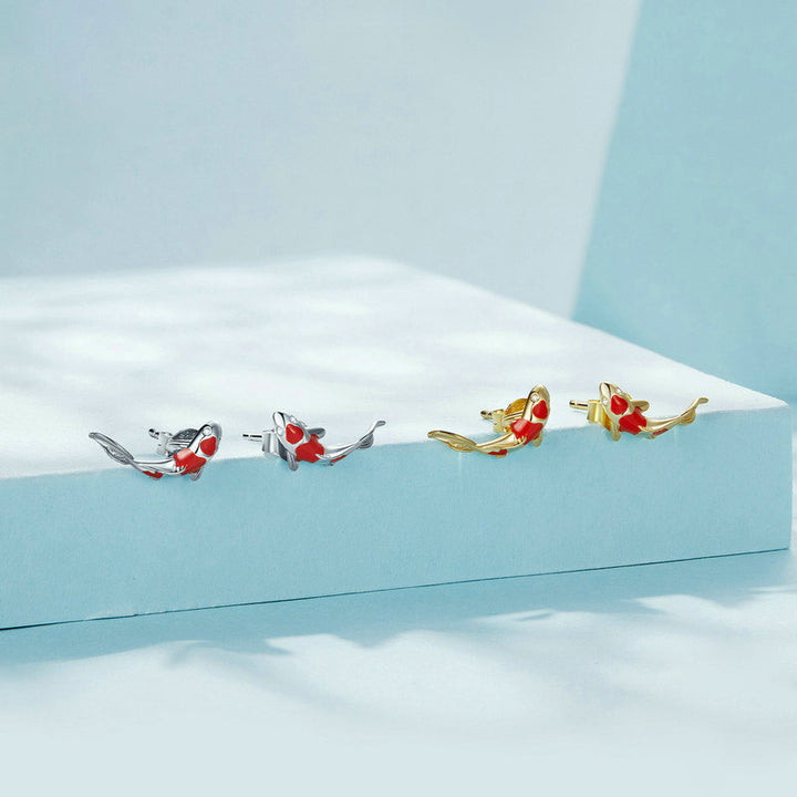 Silver Lucky Koi Earrings