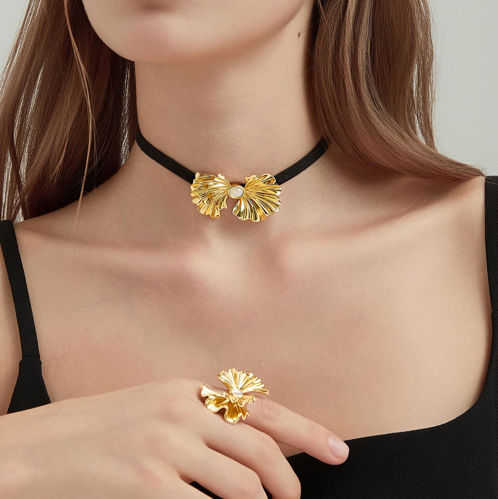 Ginkgo leaf Opal Choker Gift