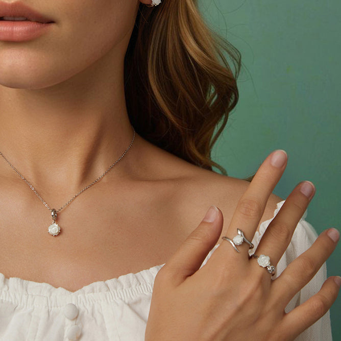 White Rose Necklace