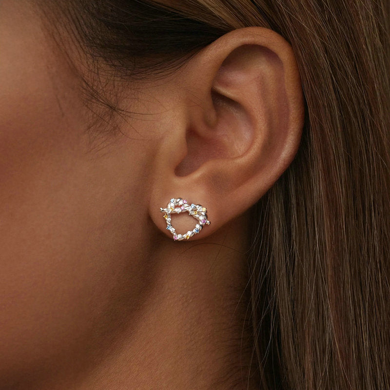 Colorful Heart Twist Stud Earrings