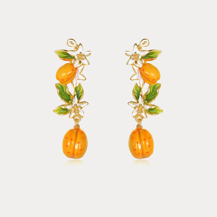 Golden Plum Blossom Dangling Earrings