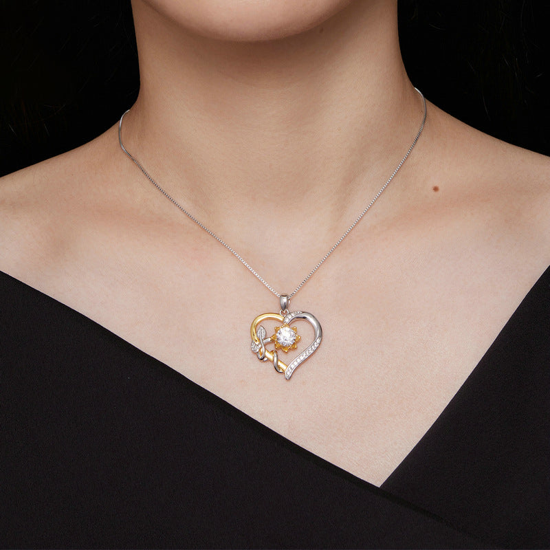 Moissanite Sunflower Heart Necklace