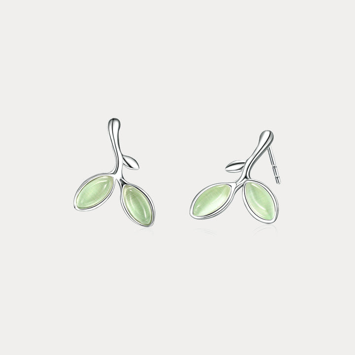 Selenichast Silver Leaf Stud Earrings