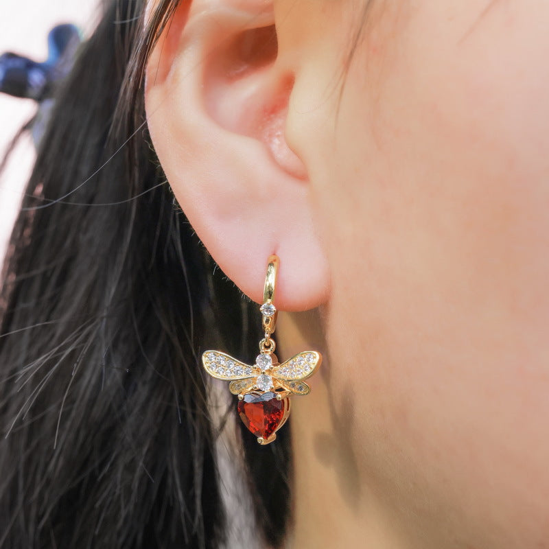 Garnet Honeybee Earrings