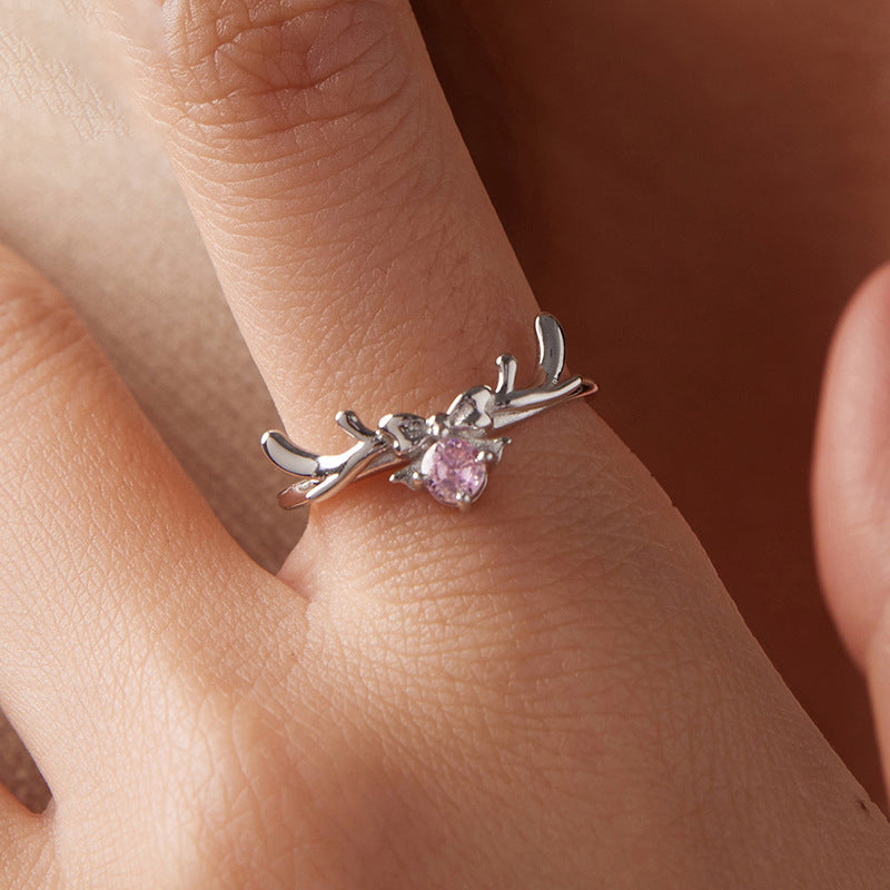 Silver Bow Antler Ring
