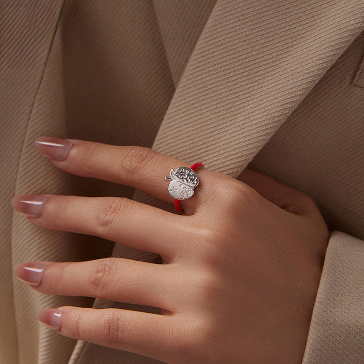 Silver Christmas Apple Ring