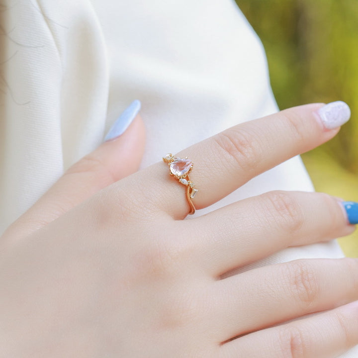 Pear Pink Crystal Ring 