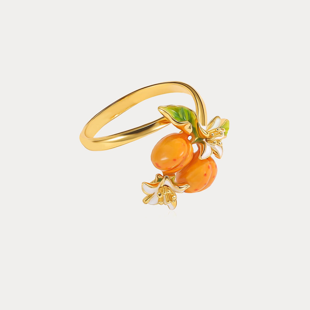 Selenichast Golden Plum Flower Ring