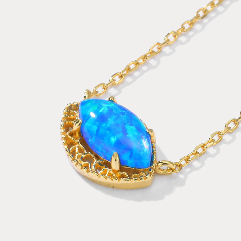 Blue Opal Chain Necklace