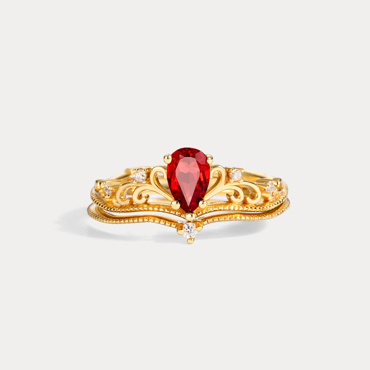 Selenichast Garnet Crown Ring