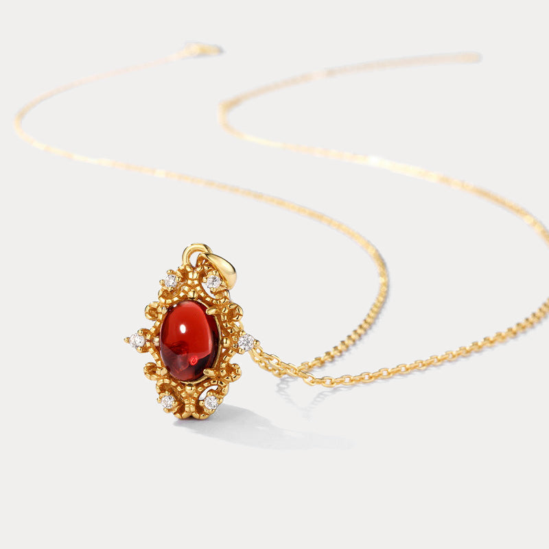 Vintage Diamond Garnet Necklace