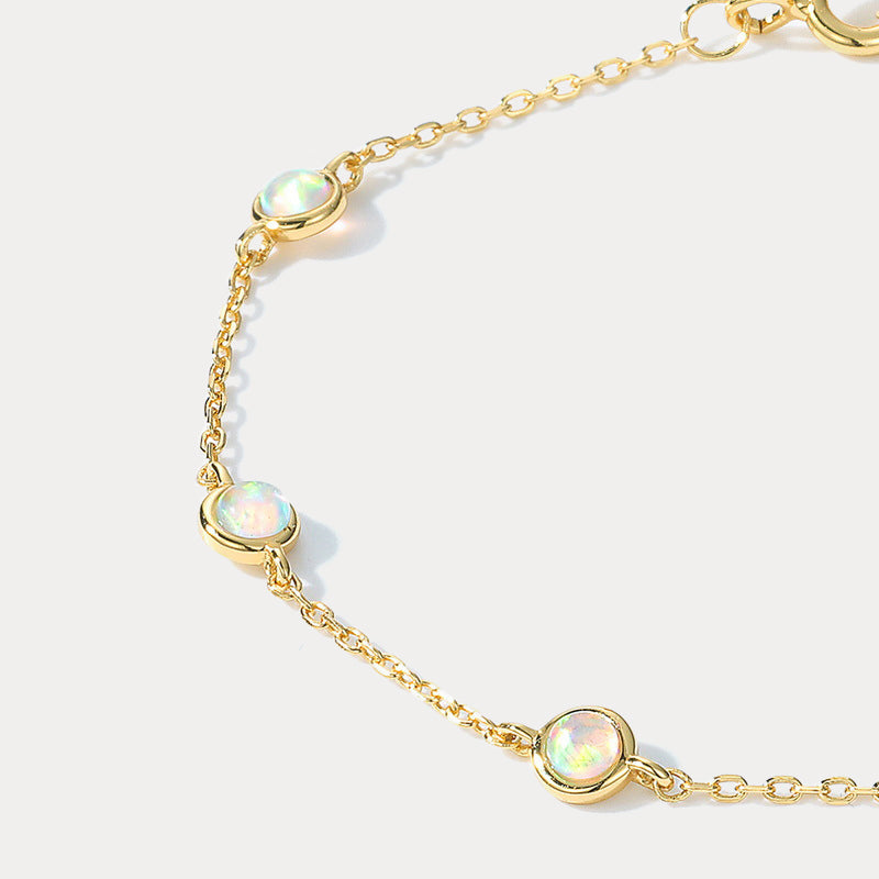Opal Round Diamond Station Bracelet