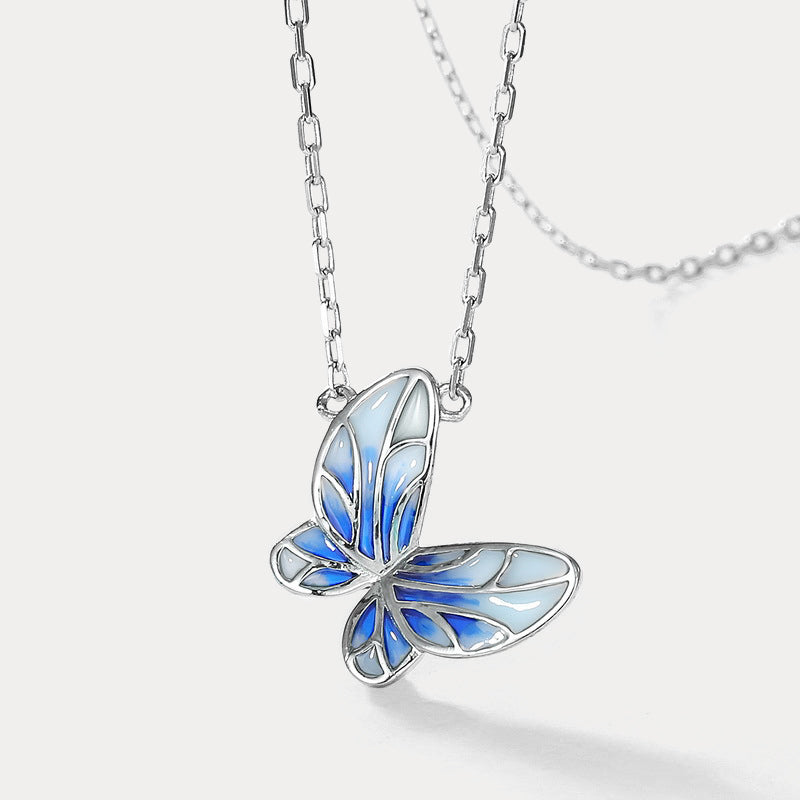 Sterling Silver Azure Butterfly Necklace