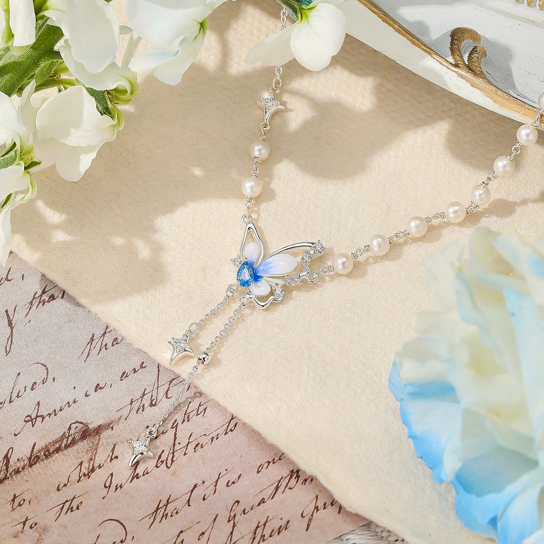 Butterfly Pearl Y Necklace