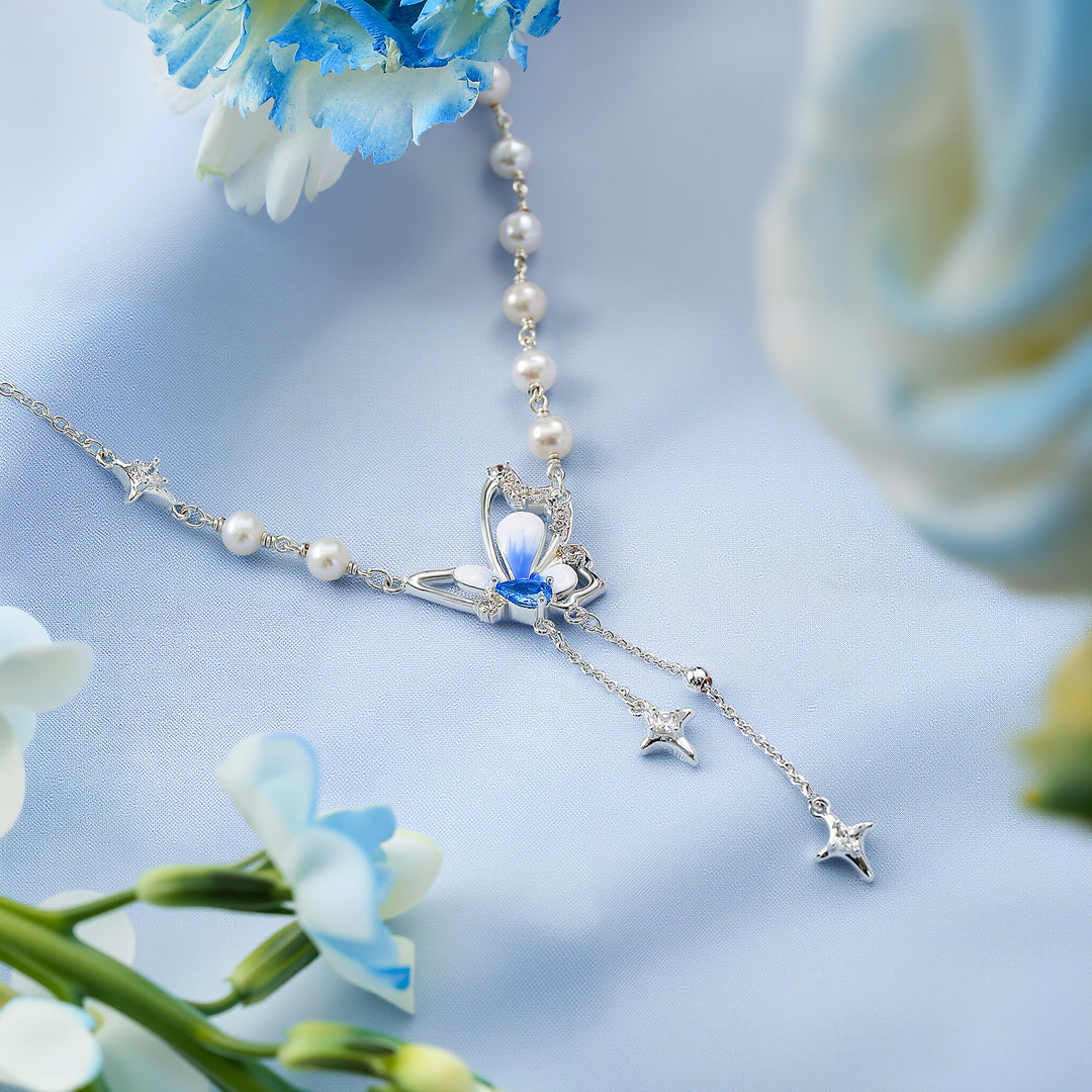 Butterfly Pearl Y Necklace Gift For Women