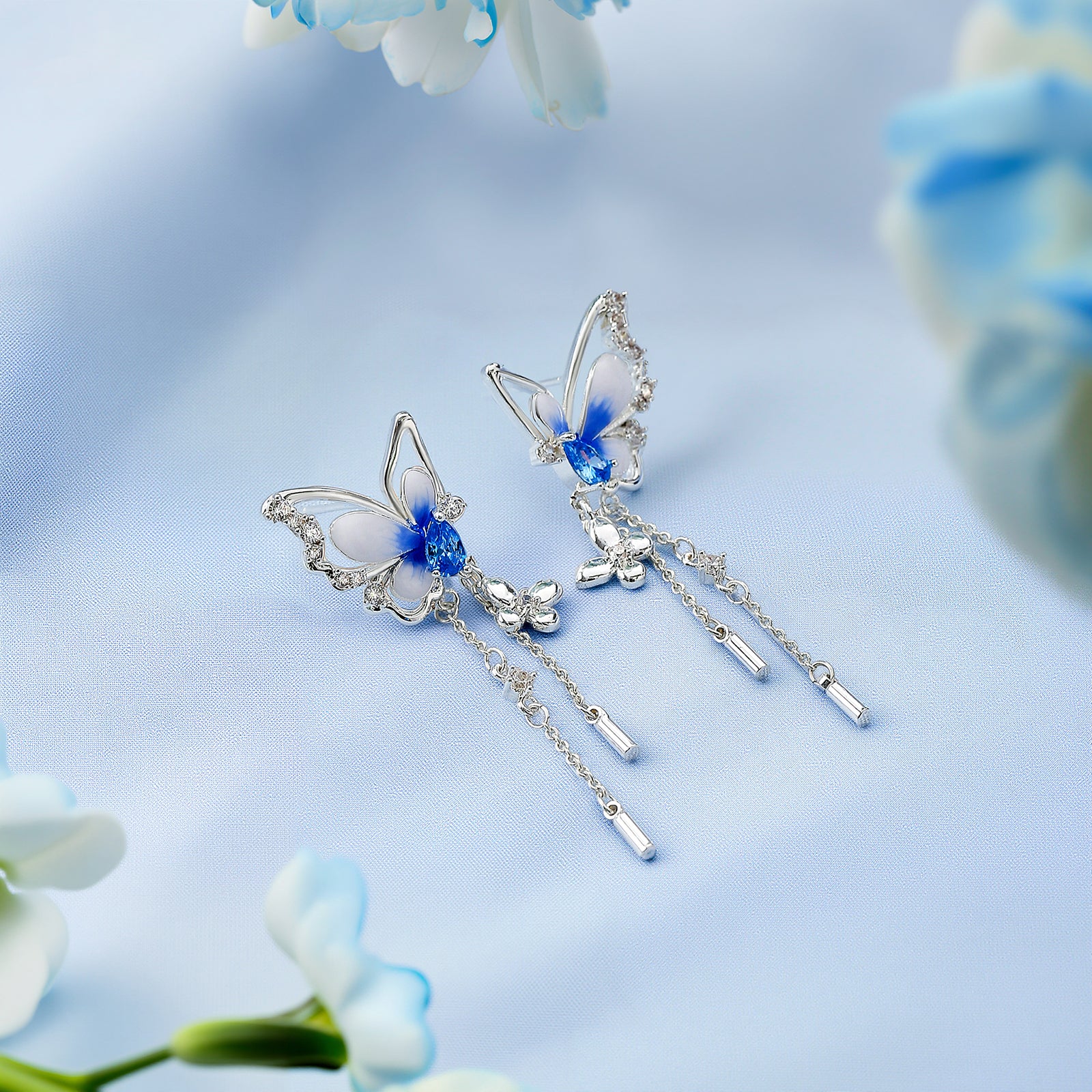 Butterfly Pearl Drop Earrings For Women