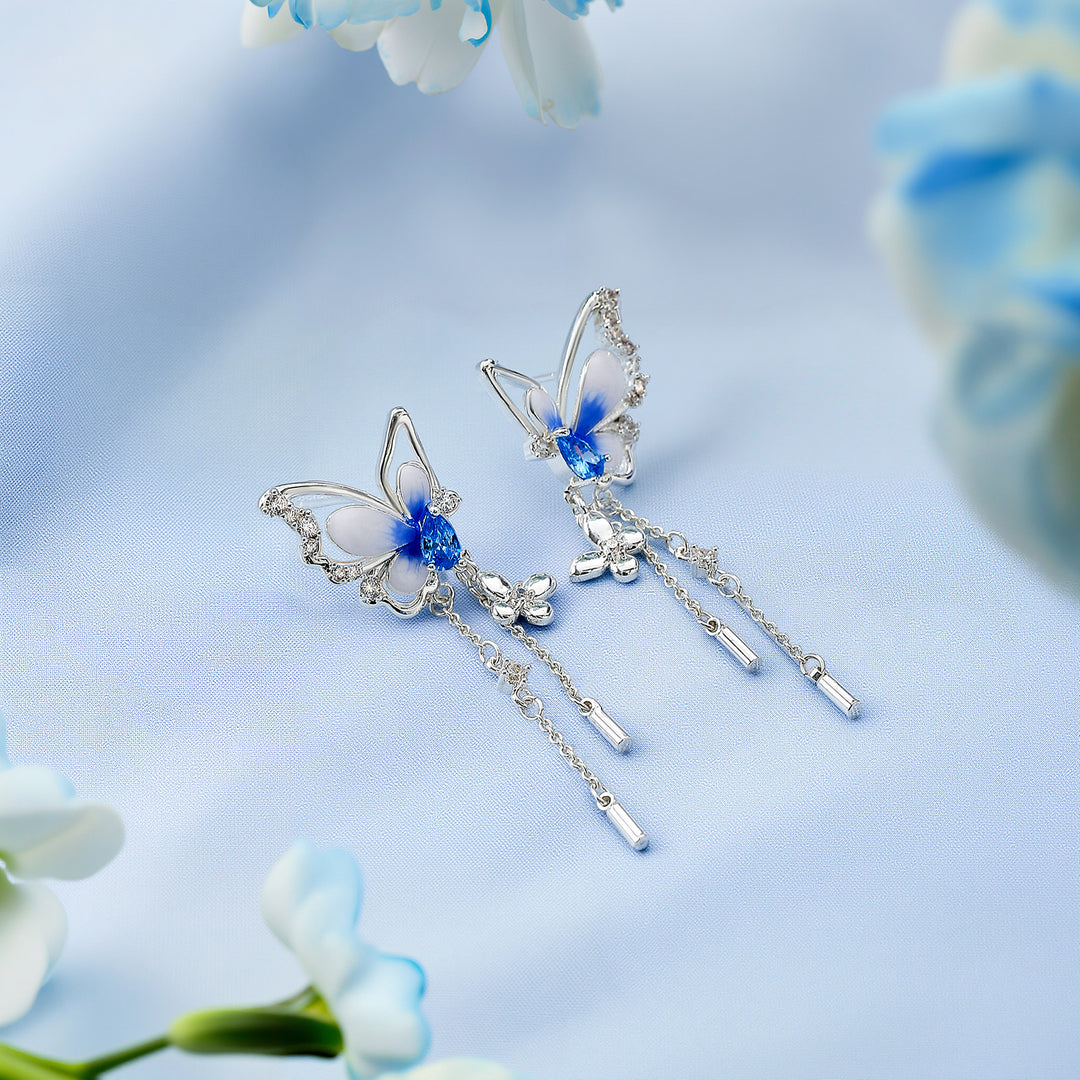 Butterfly Pearl Drop Earrings For Women