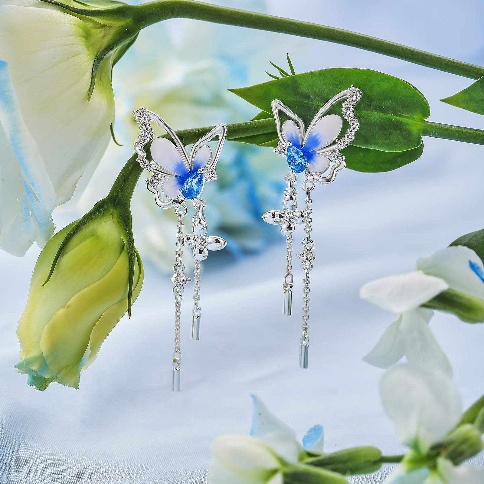 Butterfly Pearl Drop Earrings Gift For Her