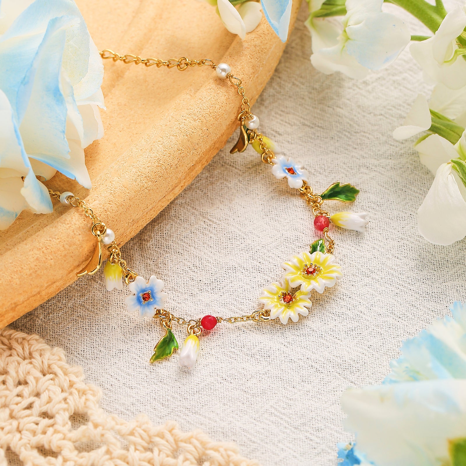 Daisy Charms Bracelet Gift for Her