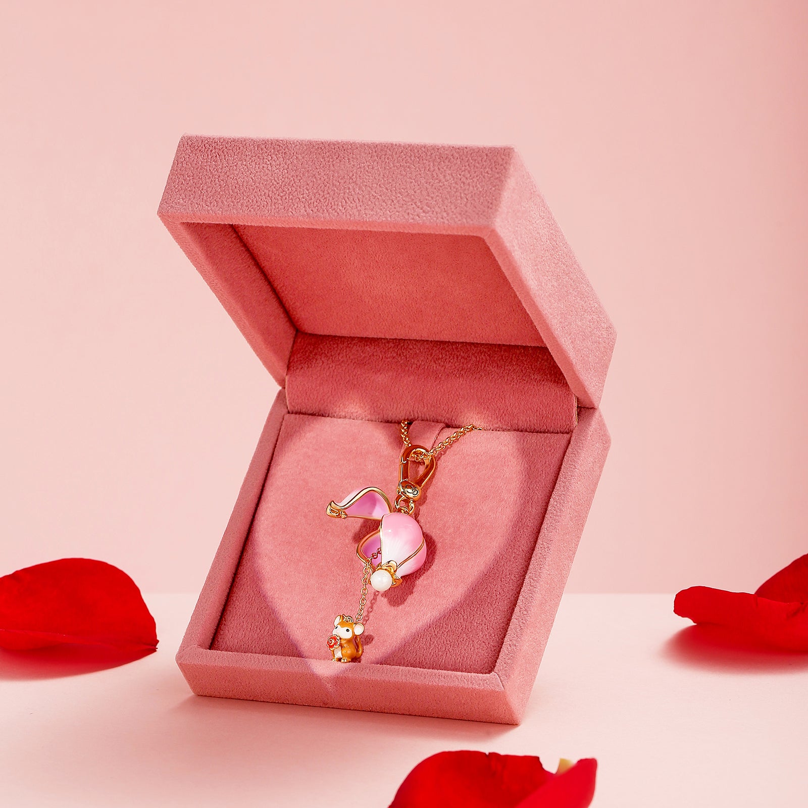 Rose Hamster Locket Necklace