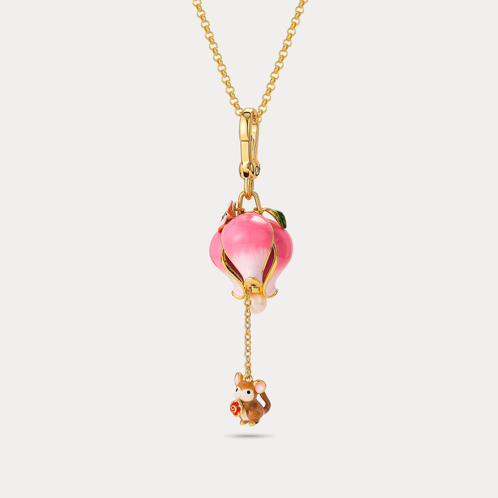 Rose Hamster Locket Necklace Gift for Women