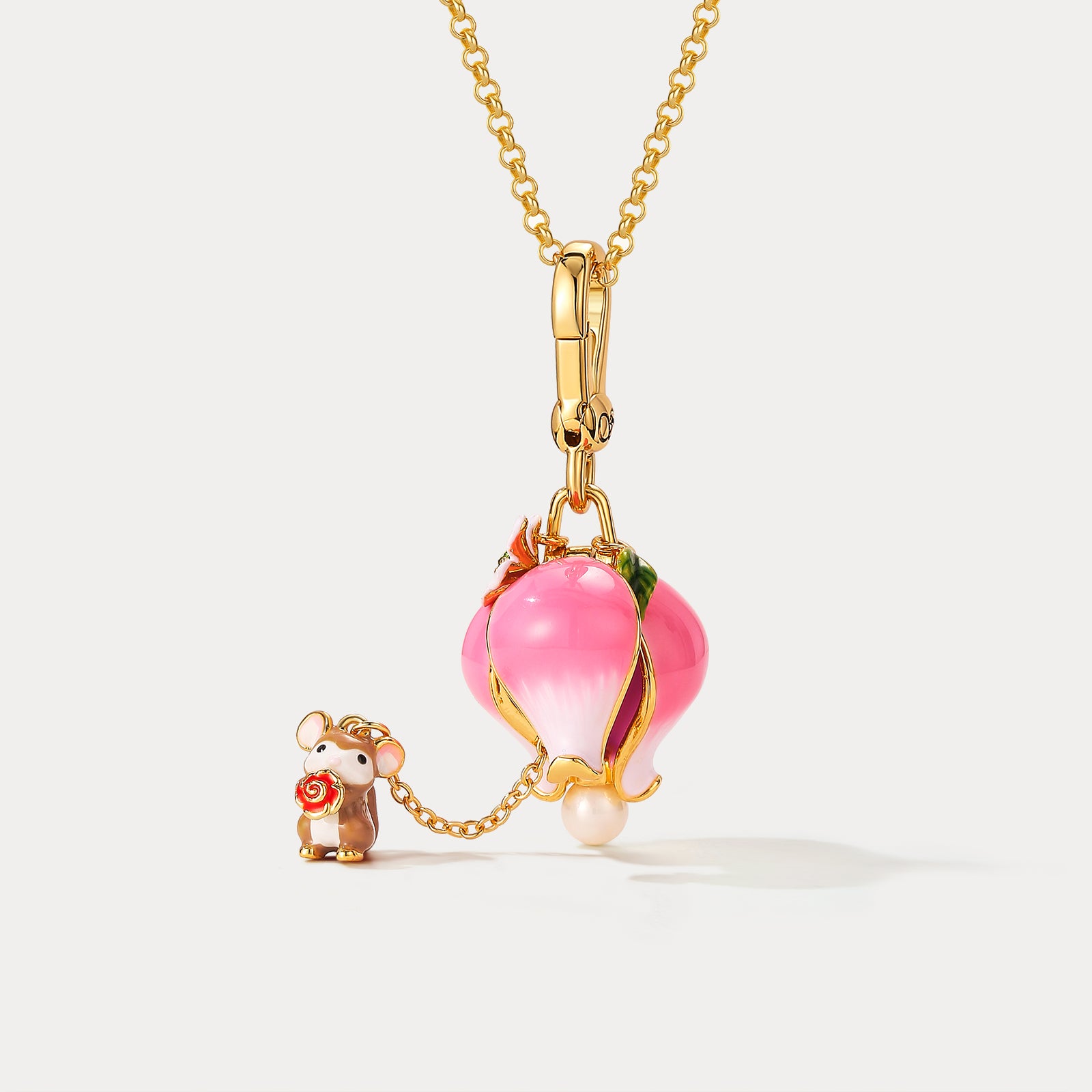Selenichast Rose Hamster Locket Necklace